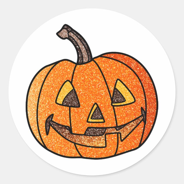 Glitzer Jack O'Lantern Runder Aufkleber (Vorderseite)