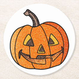 Glitzer Jack O'Lantern Runder Pappuntersetzer