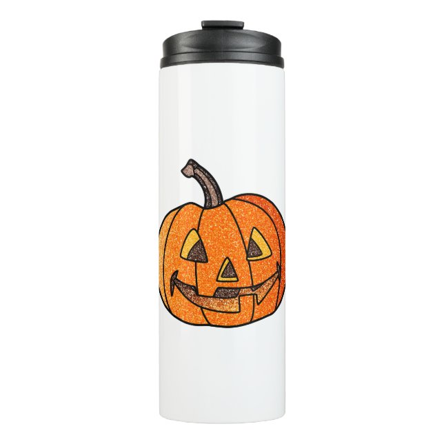 Glitzer Jack O'Lantern Thermosbecher (Vorderseite)