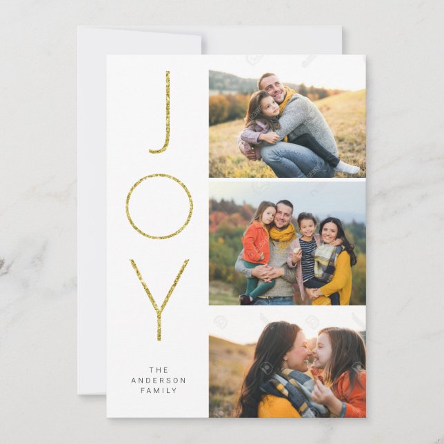 Glitzer JOY 3 Stacks Pix Feiertagskarte (Vorderseite)