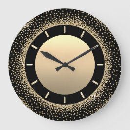 Glitzer Khaki Gray Black Metal Gold Crystals Große Wanduhr