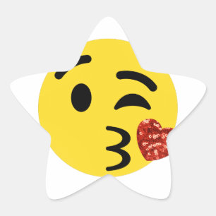 Glitzer kiss emoji  Stern-Aufkleber