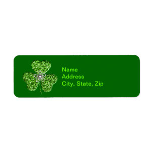 Glitzer-Kleeblatt- und Blume-Adressetiketten