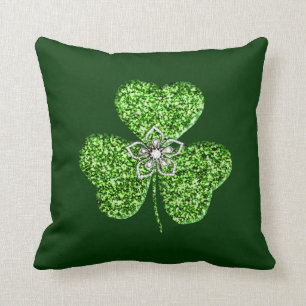 Glitzer Kleeblatt und Blume Kissen