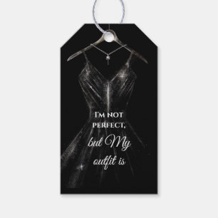 Glitzer Kleid Goldfolie schwarz Hintergrund Geschenkanhänger
