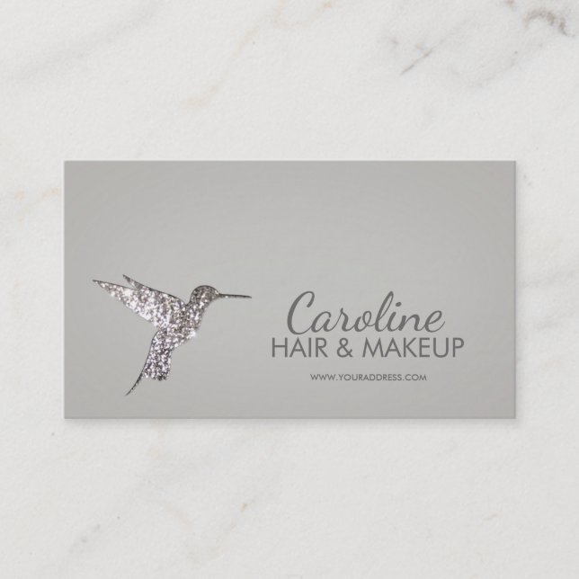 Glitzer-Kolibri-Haar u. Make-upMinimalistische Visitenkarte (Vorderseite)