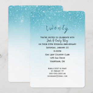 Glitzer Konfetti 20. Hochzeitstag Einladung