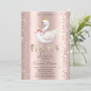 Glitzer-Konfetti-Floral-Schwan-Bogen-Baby-Party Einladung