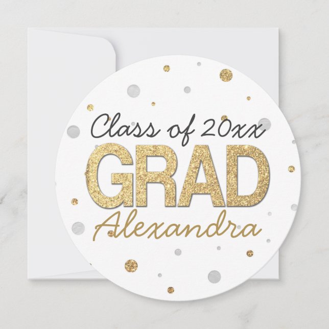 Glitzer-Konfetti-Graduiertengruppe Gold Foil Einladung (Vorderseite)