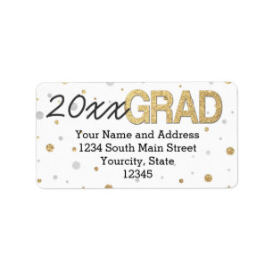 Glitzer-Konfetti-Graduierungspartei für Gold Foil Adressaufkleber