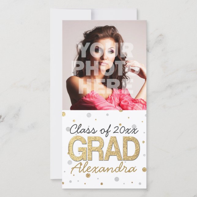 Glitzer-Konfetti-Graduierungspartei für Gold Foil Ankündigung (Vorderseite)