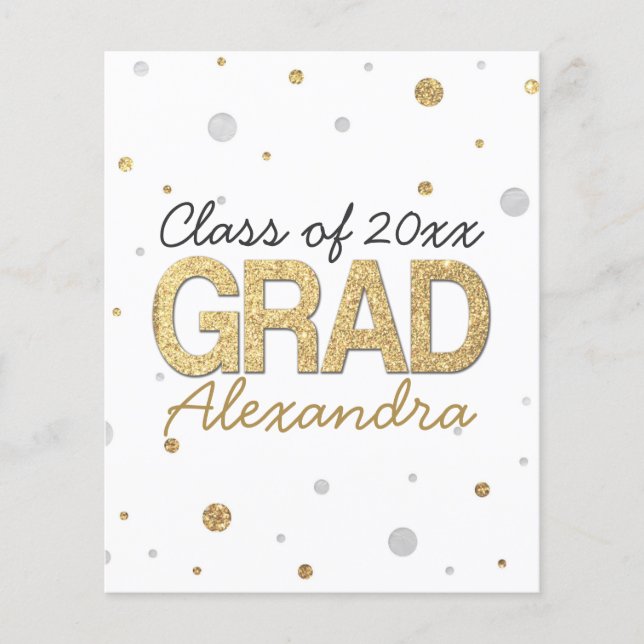 Glitzer-Konfetti-Graduierungspartei für Gold Foil Flyer (Vorne)