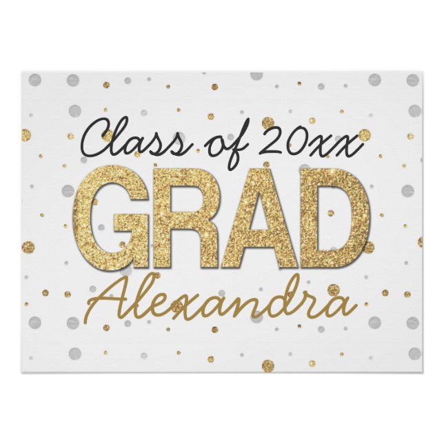 Glitzer-Konfetti-Graduierungspartei für Gold Foil Poster (Vorderseite)