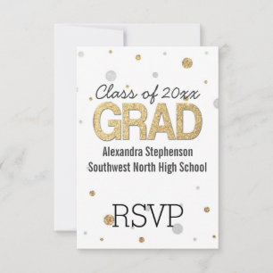 Glitzer-Konfetti-Graduierungspartei für Gold Foil RSVP Karte