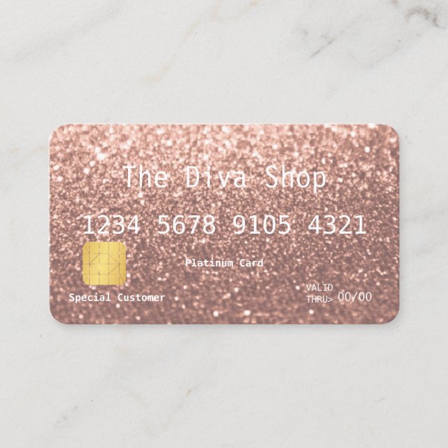 Glitzer-Kreditkarten-Rosen-Gold der Visitenkarte (Vorderseite)