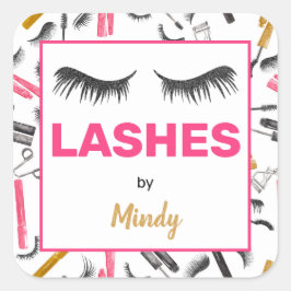 Glitzer Lashes Makeup Artist Wasserfarbe Quadratischer Aufkleber