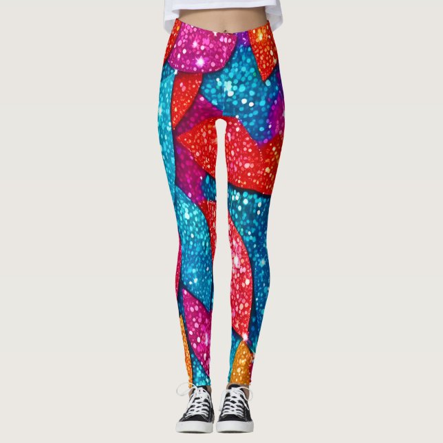 Glitzer-Leaf-Muster Leggings (Vorderseite)