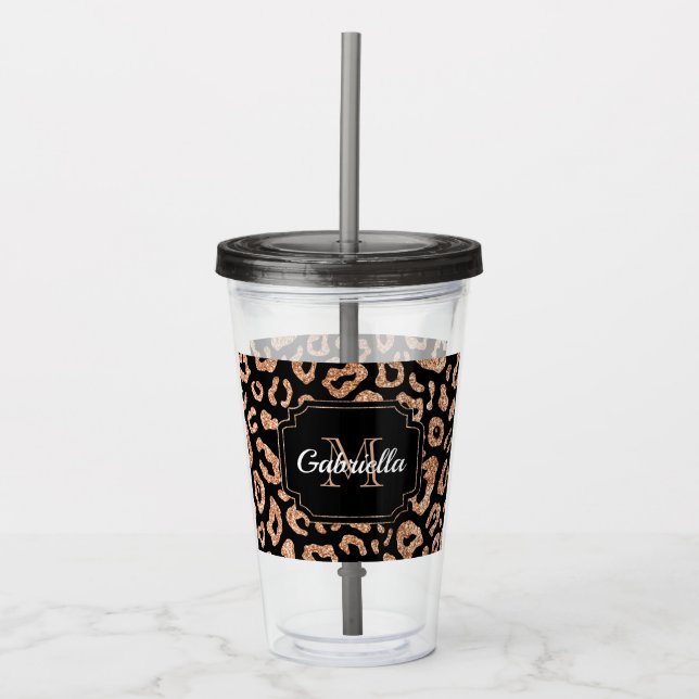 Glitzer-Leopard-Druck Acryltrinkbecher (Vorderseite)
