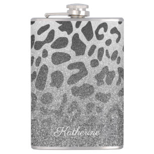 Glitzer-Leopard-Druck Flachmann
