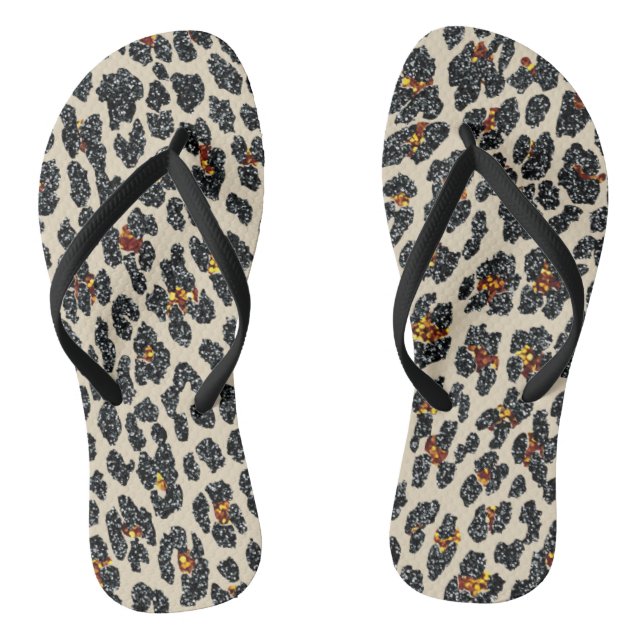Glitzer Leopard Flip Flops (Fußbett)