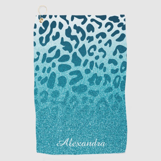 Glitzer Leopard Golfhandtuch (Vorderseite)