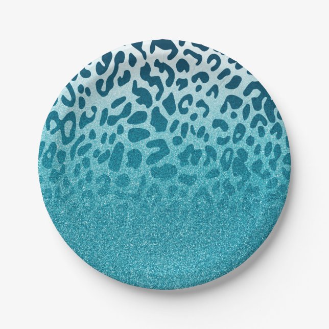 Glitzer Leopard Pappteller (Vorderseite)