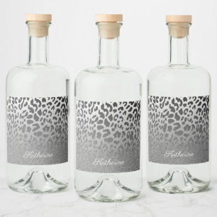 Glitzer Leopard Print Alkoholflaschenetikett