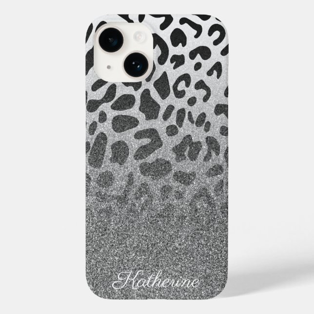Glitzer Leopard Print Case-Mate iPhone 14 Hülle (Rückseite)
