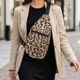Glitzer Leopard Print Crossbody Sling Bag