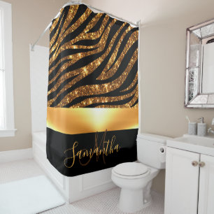 Glitzer Leopard Print Duschvorhang