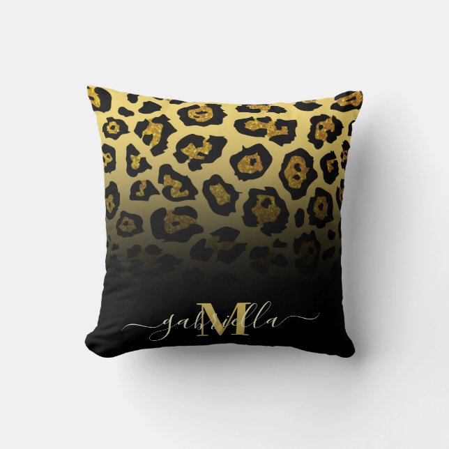Glitzer Leopard Print Kissen (Vorderseite)