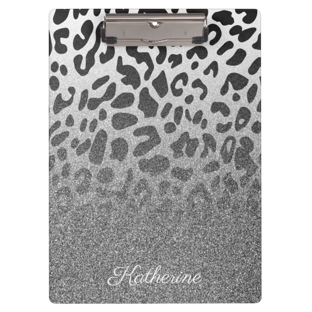 Glitzer Leopard Print Klemmbrett (Vorderseite)