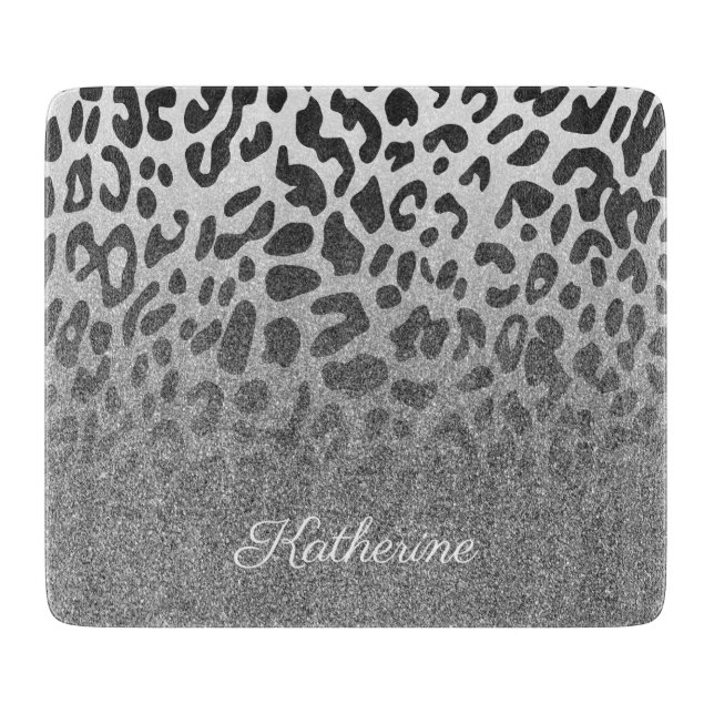 Glitzer Leopard Print Schneidebrett (Vorderseite)