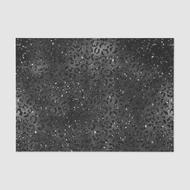 Glitzer Leopard Print, Schwarze Imitate Seidenpapier (Vorderseite)