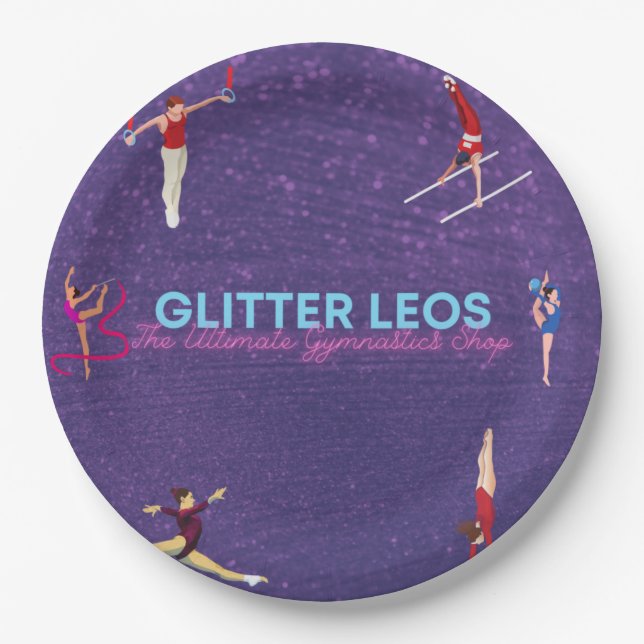 Glitzer Leo's - The Ultimate Gymnastics Shop Pappteller (Vorderseite)