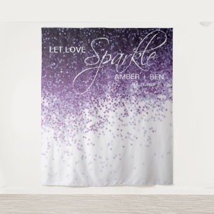Glitzer Lila Confetti Hochzeit Hintergrund Empfang Wandteppich