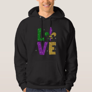 Glitzer Lila Gold Liebe Letter Mardi Gras Festiva Hoodie