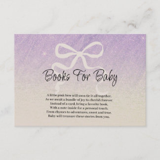 Glitzer-Lila-Gradient-Coquette-Schleife Bücher Bab Begleitkarte