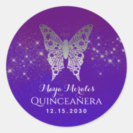 Glitzer Lila Quinceanera Runder Aufkleber