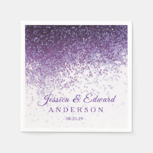 Glitzer Lila & Silver Confetti-Papier Serviette