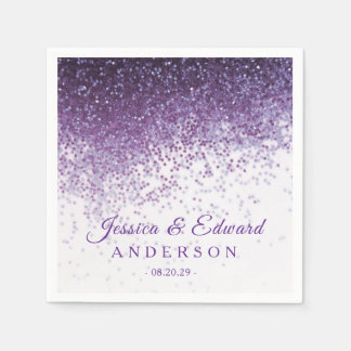 Glitzer Lila & Silver Confetti-Papier Serviette