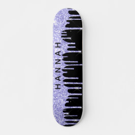 Glitzer Lila Tropfen Personalisiert Black Skateboard