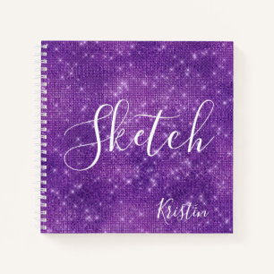 Glitzer Lila White Script Ihr Name Sketchbook Notizbuch