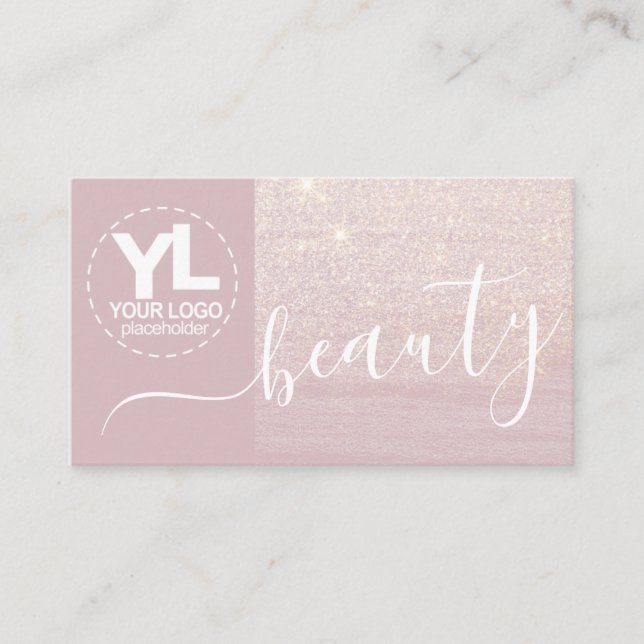 Glitzer Lilac Glam Logo Vorlage Luxus Schönheit Visitenkarte (Vorderseite)