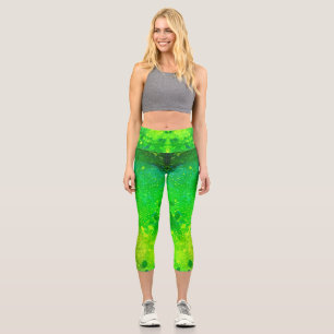 Glitzer Lime Green Capri Leggings