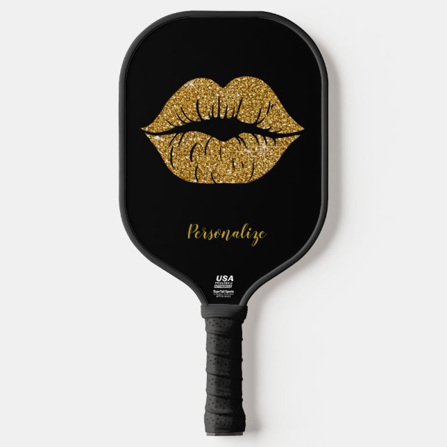 Glitzer Lip Glam Sparkle Trendy Offiziell USA Pickleball Schläger (Vorderseite)