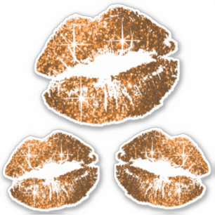 Glitzer-Lippen aus Kupfer - Kiss-Cut Aufkleber