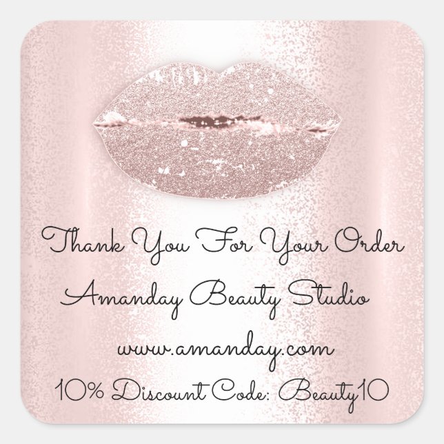 Glitzer Lips Vielen Dank Shopping Discount Code Sh Quadratischer Aufkleber (Vorderseite)