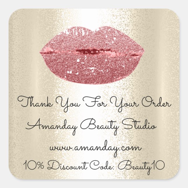 Glitzer Lips Vielen Dank Shopping Rabatt Sepia Quadratischer Aufkleber (Vorderseite)