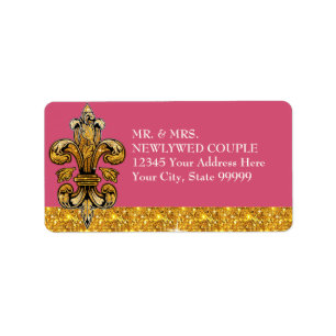 Glitzer Look Imitate Gold Schwarze Lilie Adressaufkleber